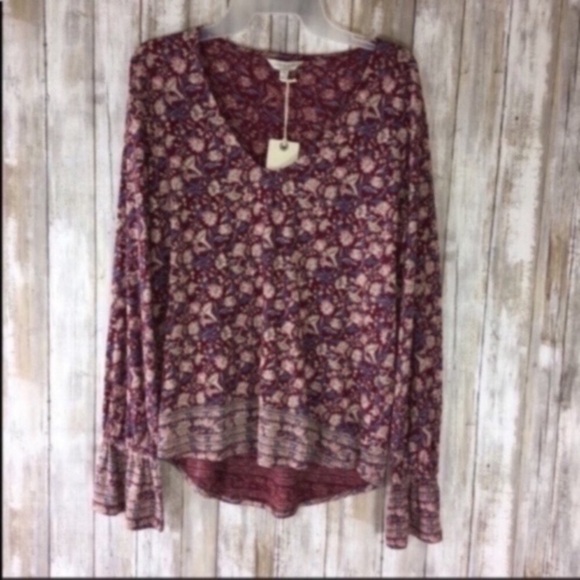 NWT Lucky Brand High Low Floral Blouse - Picture 2 of 7